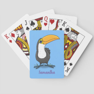 Cute happy toucan cartoon illustration poker cards