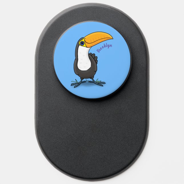 Cute happy toucan cartoon illustration PopSocket (Popsocket)