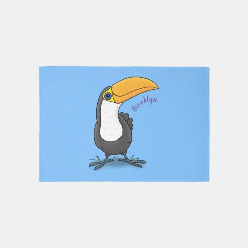 Cute happy toucan cartoon illustration rug