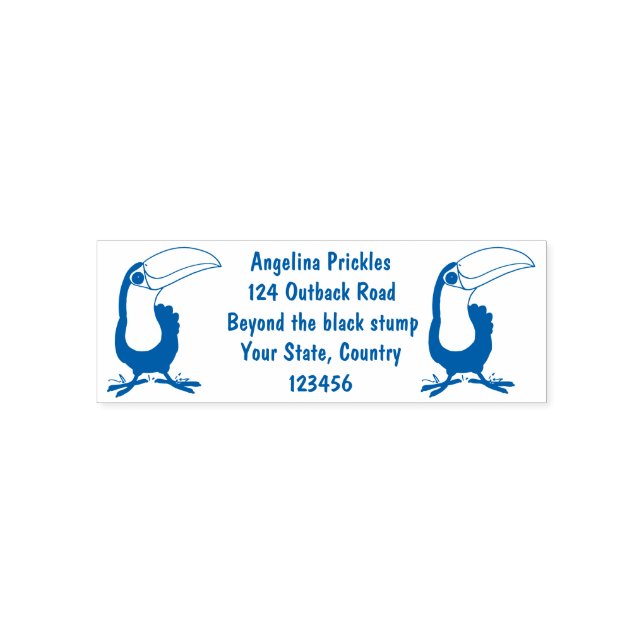 Cute happy toucan cartoon illustration self-inking stamp (Design)