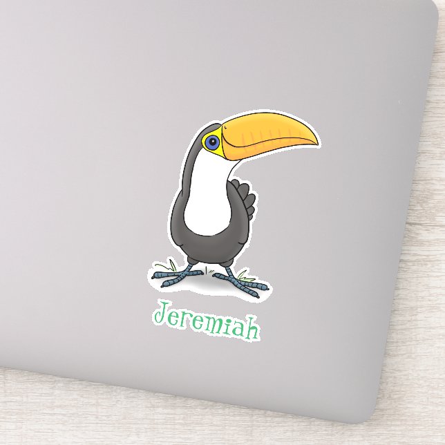 Cute happy toucan cartoon illustration sticker (Detail)