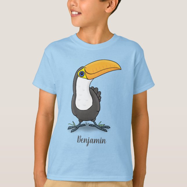 Cute happy toucan cartoon illustration T-Shirt (Front)