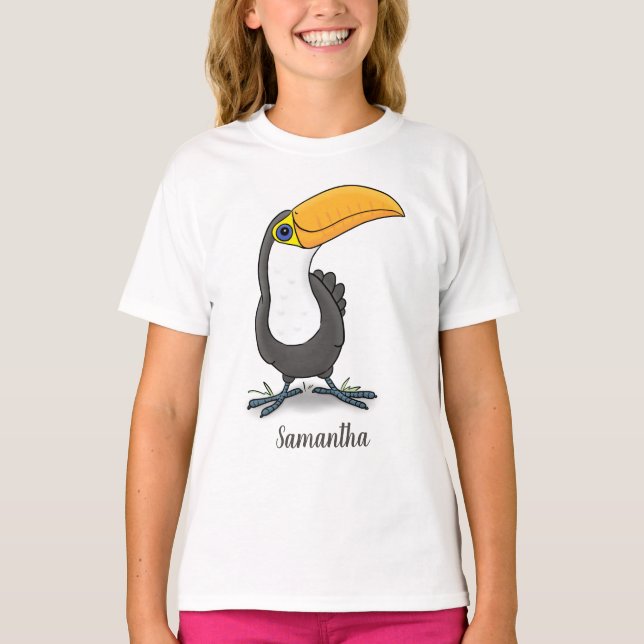 Cute happy toucan cartoon illustration T-Shirt (Front)