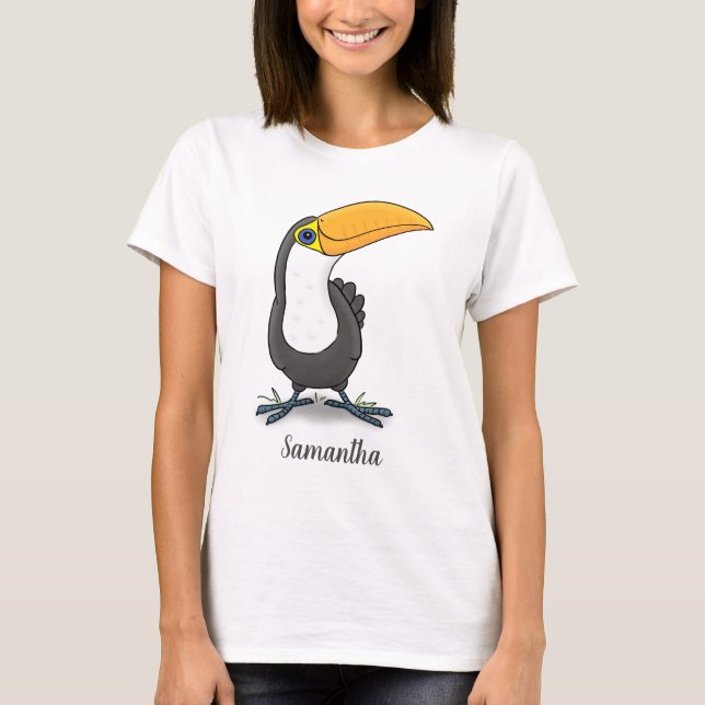 Cute happy toucan cartoon illustration T-Shirt (Front)