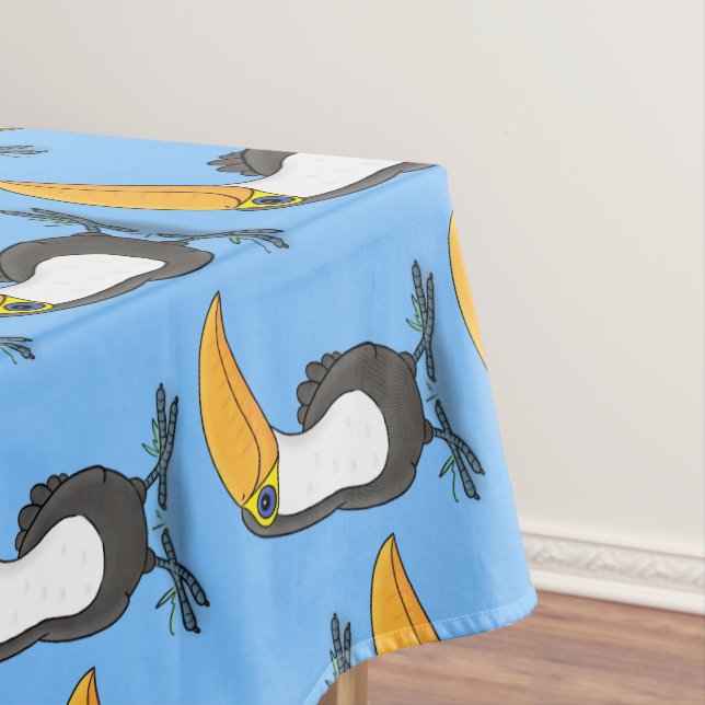 Cute happy toucan cartoon illustration tablecloth (In Situ)