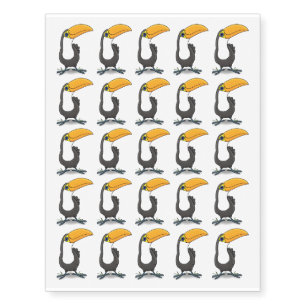 Cute happy toucan cartoon illustration temporary tattoos