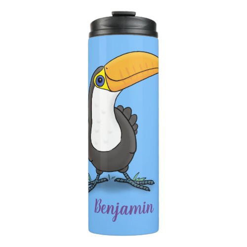 Cute happy toucan cartoon illustration thermal tumbler