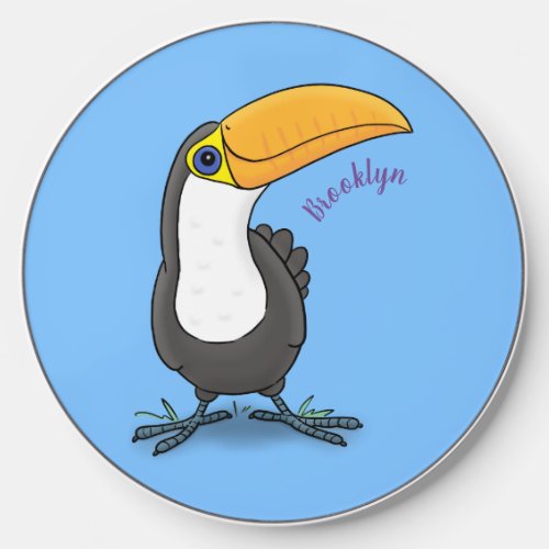 Cute happy toucan cartoon illustration wireless charger 