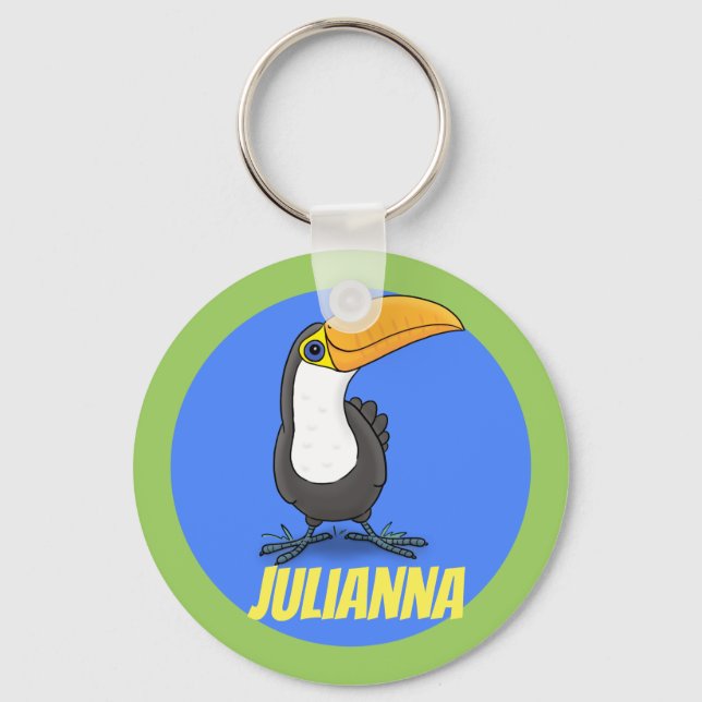 Cute happy toucan smiling cartoon keychain (Front)
