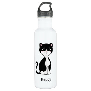 Cute Happy Tuxedo Cat Stainless Steel Water Bottle
