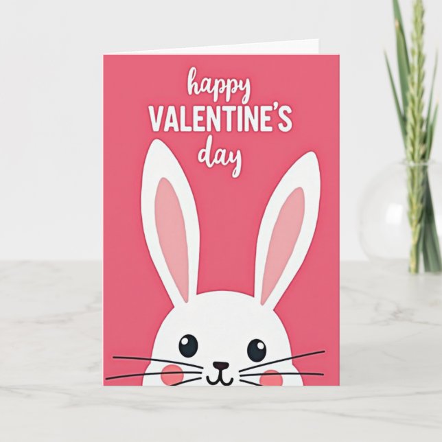 Cute Happy Valentine Bunny Card (Front)