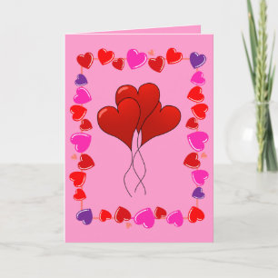 Cute Happy Valentine's Day Balloon Hearts Holiday Card