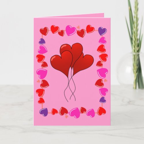 Cute Happy Valentines Day Balloon Hearts Holiday Card