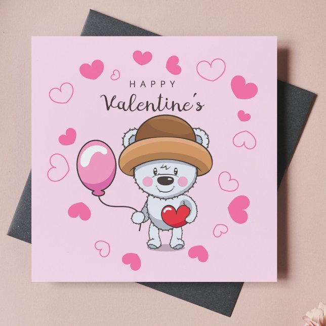 Cute Happy Valentines Day Bear Personalized Text (Creator Uploaded)