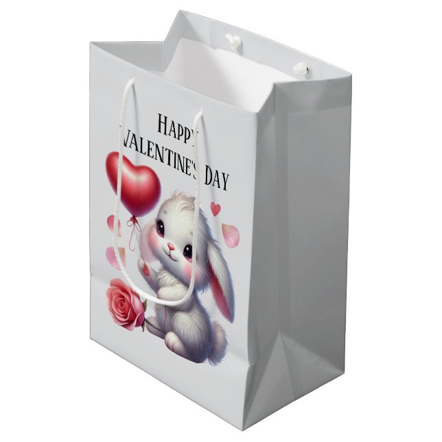 Cute Happy Valentine's Day bunny  Medium Gift Bag (Front Angled)