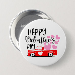 Cute Happy Valentine's Day Country truck Button