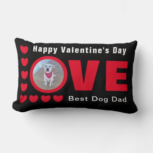 Cute Happy Valentines Day Dog Dad Love Hearts Red Lumbar Pillow