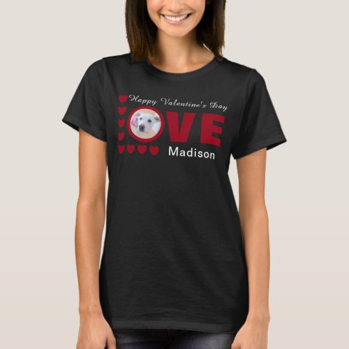 Cute Happy Valentines Day Dog Love Hearts Red T_Shirt