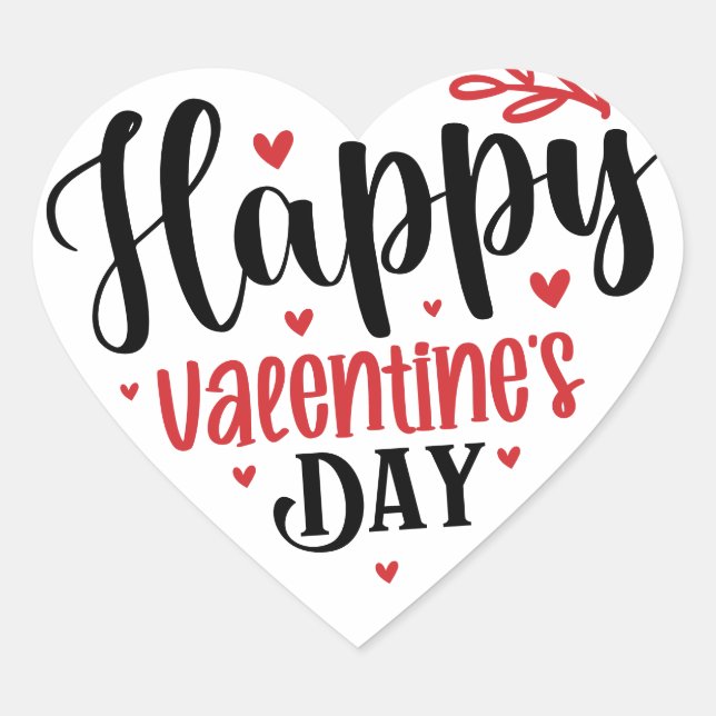 Cute Happy Valentines Day Heart Sticker (Front)