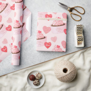 Cute Happy Valentines Day Ice Cream Hearts Wrapping Paper