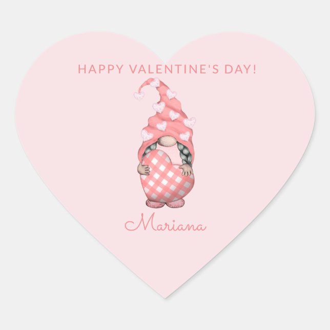 Cute Happy Valentines Day Party Favors Heart Sticker (Front)