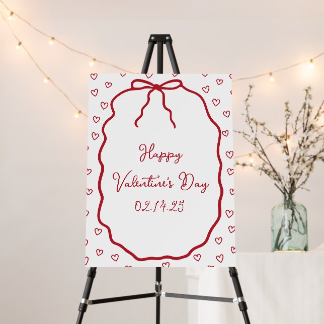 Cute Happy Valentine's Day Party Welcome Sign  (In Situ (Stand))