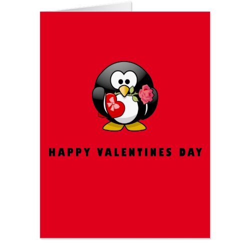 Cute Happy Valentines Day Penguin Bird Card