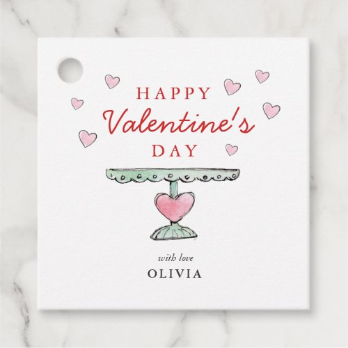 Cute Happy Valentines Day Pink and white hearts Favor Tags