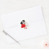 Cute Happy Valentine's Day Puppy Classic Round Sticker (Envelope)