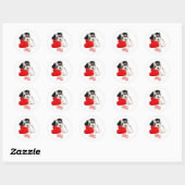 Cute Happy Valentine's Day Puppy Classic Round Sticker (Sheet)