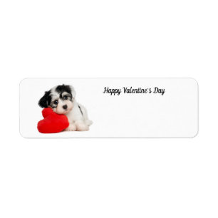 Cute Happy Valentine's Day Puppy Label