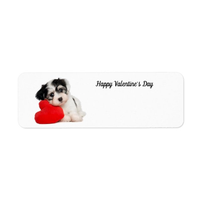 Cute Happy Valentine's Day Puppy Label (Front)