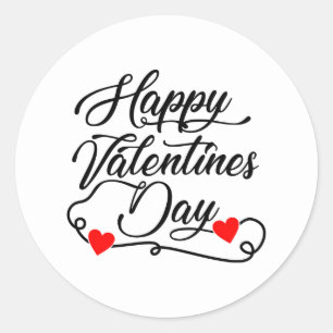 Cute Happy Valentine's Day word art Classic Round Sticker
