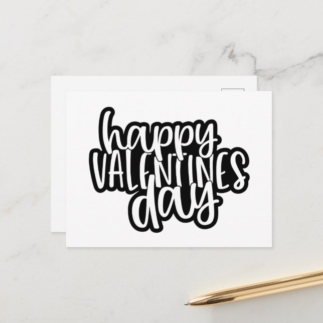 Cute Happy Valentine's Day word art  Holiday Postcard (Front/Back In Situ)
