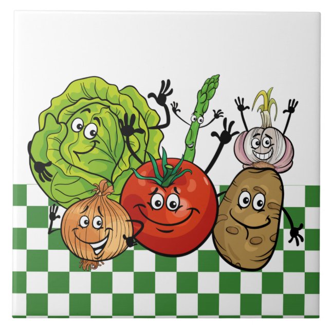 cute happy vegetables kitchen ceramic tile (Front)