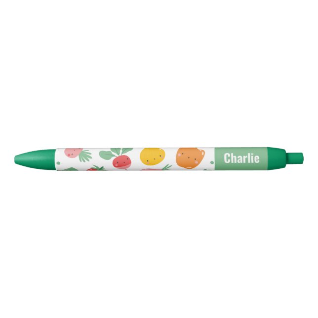 Cute happy veggies with name pen (Front)