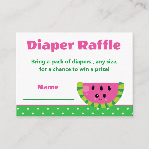 Cute Happy Watermelon Diaper Raffle Baby Shower Enclosure Card