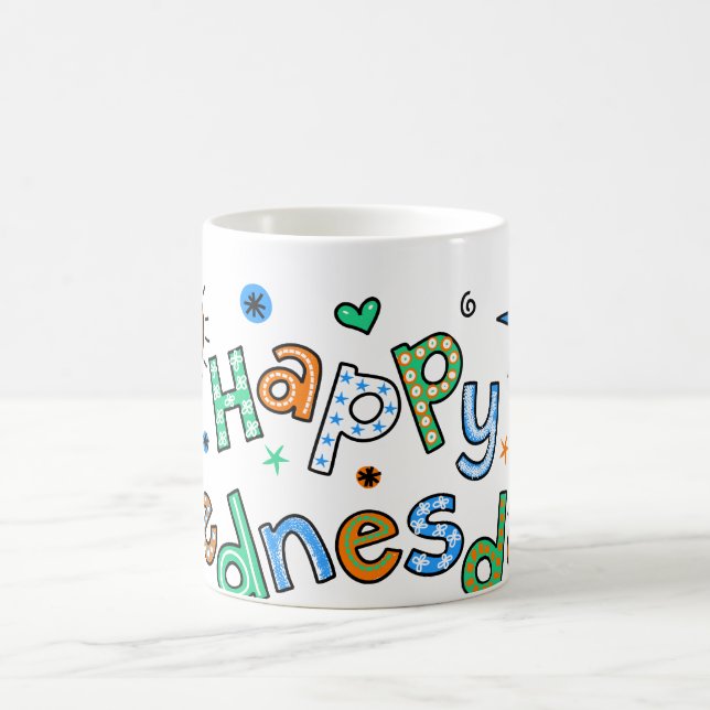 Cute Happy Wednesday Week Greeting Text Expression Coffee Mug (Center)