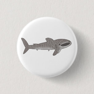 Cute happy whale shark button