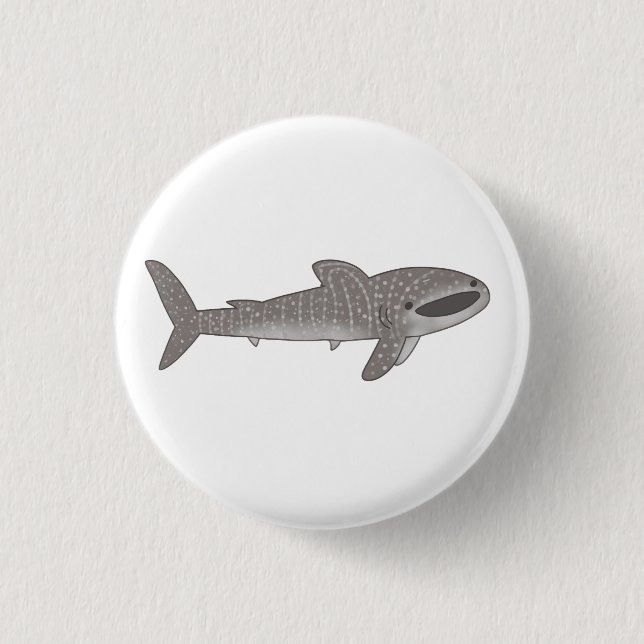 Cute happy whale shark button (Front)