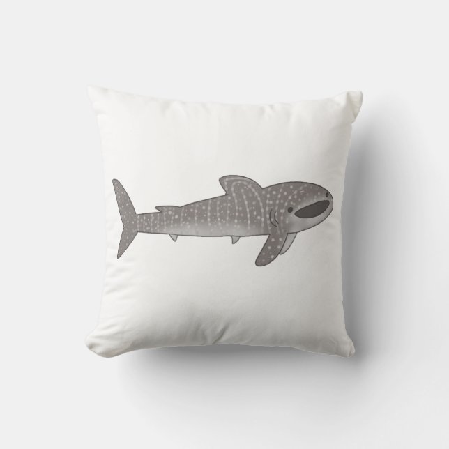 Cute happy whale shark throw pillow (Front)