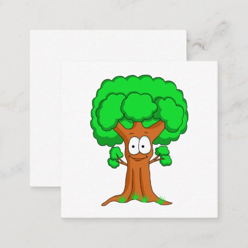 Cute Happy Whimsical Green Tree Note Card