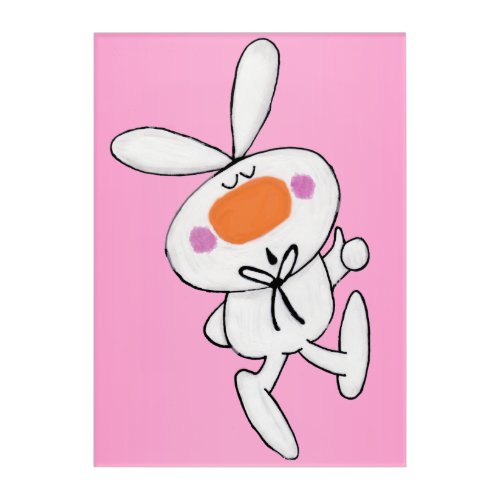 Cute Happy Whistling White Bunny Rosey cheeks Acrylic Print