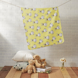 Cute Happy White Easter Bunny Pattern Baby Blanket