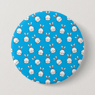 Cute Happy White Easter Bunny Pattern Button