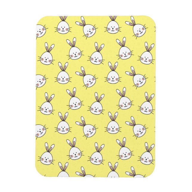 Cute Happy White Easter Bunny Pattern Magnet (Vertical)