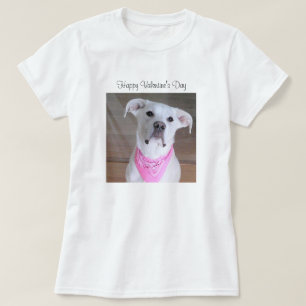 Cute Happy White Puppy Dog With Pink Scarf Pretty T-Shirt