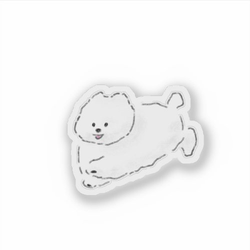 Cute Happy White Puppy Minimalist Gift Sticker