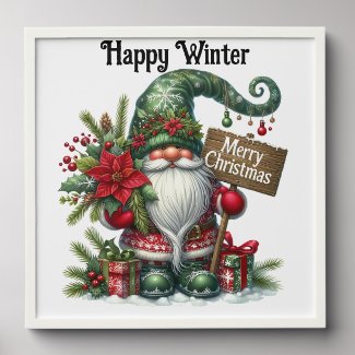 Cute Happy Winter Gnome Photo Tile