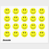 Cute Happy Yellow Face Add Text | Bottom Classic Round Sticker (Sheet)